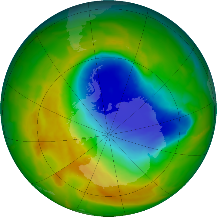 Antarctic ozone map for 27 October 2012